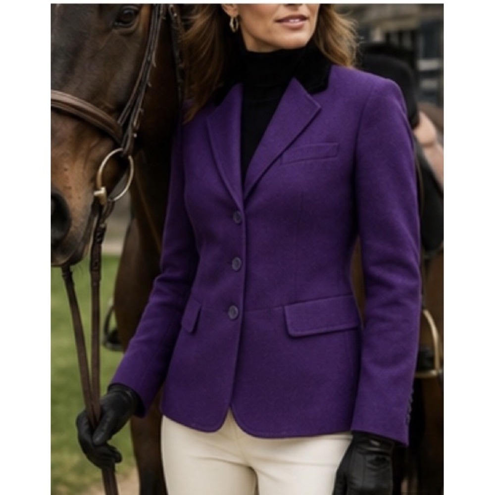 NEW Talbots Marzotto Purple Wool Riding Blazer Size 14